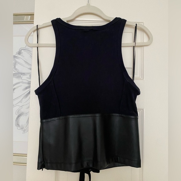 Anthropologie Pilcro Black Faux-Leather Corset Lace-Up Sleeveless Top Size S New - Picture 5 of 8